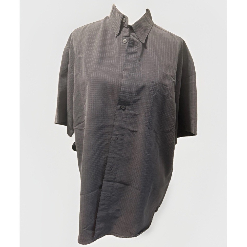 CEZANI Mens Shirt Large Gray Short Sleeve Button Front